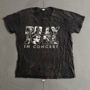 Billy Joel In Concert 2015 Tour T-Shirt Black Graphic Tee Mens Large Distressed